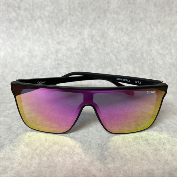 Quay Australia Nightfall Shield Sunglasses Matte Black Pink - Picture 5 of 7